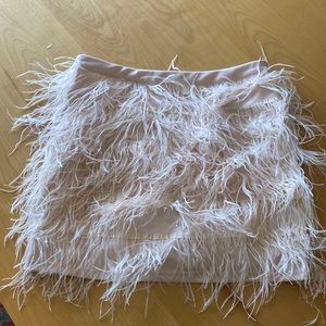Light Pink Feather Detail Mini Skirt
